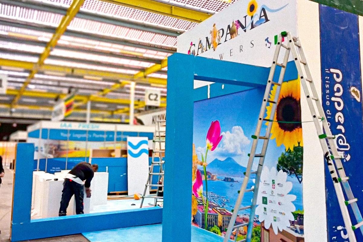 Dettaglio dell’allestimento florovivaistico campano nello stand della Regione Campania a IFTF